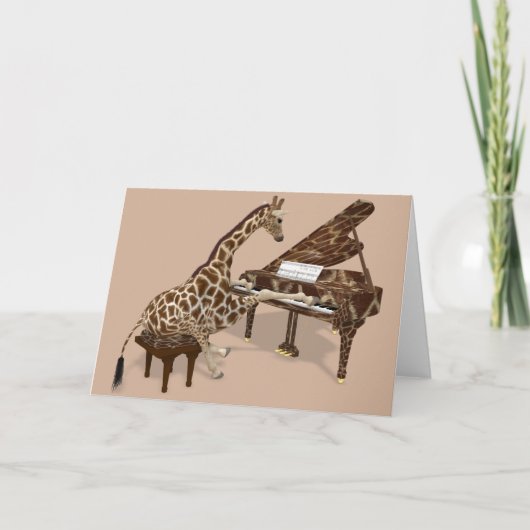 Sweet Giraffe die Piano speelt Kaart (Voorkant)