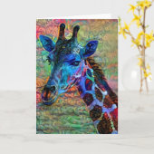 Sweet Giraffe Face Artsy Note Kaart (Gele Bloem)