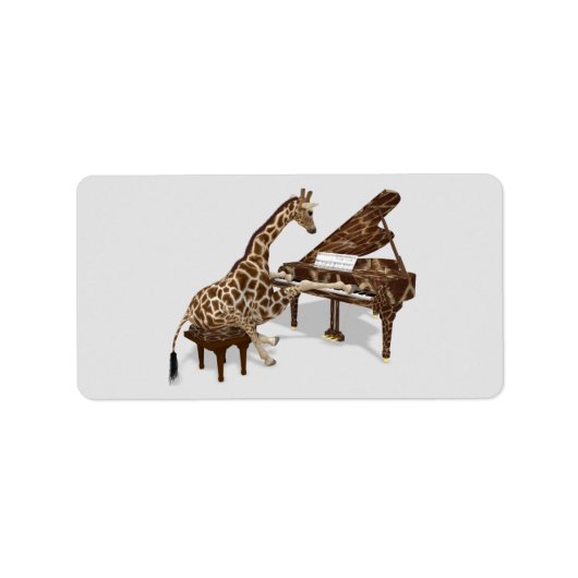 Sweet Giraffe houdt van piano spelen Etiket (Voorkant)