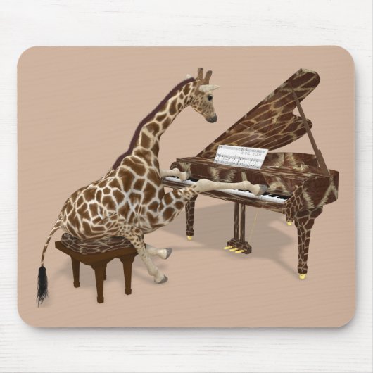 Sweet Giraffe houdt van piano spelen Muismat (Voorkant)