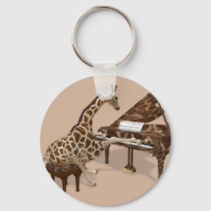 Sweet Giraffe houdt van piano spelen Sleutelhanger