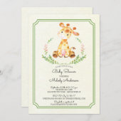 Sweet Giraffe Neutral Baby shower Invitation Kaart (Voorkant / Achterkant)