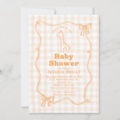 Sweet Giraffe Plaid Bow Elegant Baby Shower  Kaart (Voorkant)
