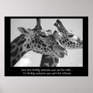 Sweet Giraffe Poster, met citaat over liefde 28x20 Poster