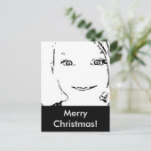 Sweet Girl, Black White Portret, Merry Kerstmis Feestdagenkaart (Staand voorkant)