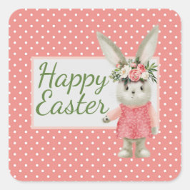 Sweet Girl Bunny Easter Vierkante Sticker