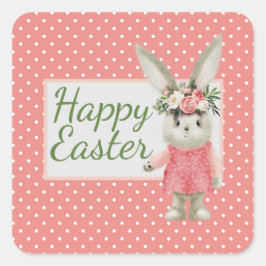Sweet Girl Bunny Easter Vierkante Sticker