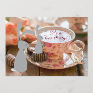 Sweet Girl Bunny Tea Party Baby shower Uitnodiging