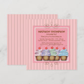 Sweet Girl Cupcake Birthday Party Invitation Kaart (Voorkant / Achterkant)