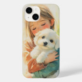 Sweet Girl en Puppy Waterverf iPhone Case (Achterkant)