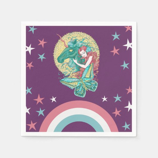 Sweet Girl en Unicorn Drawing Servet (Voorkant)