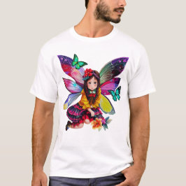 Sweet Girl Fairy en blauwe vlinders T-shirt