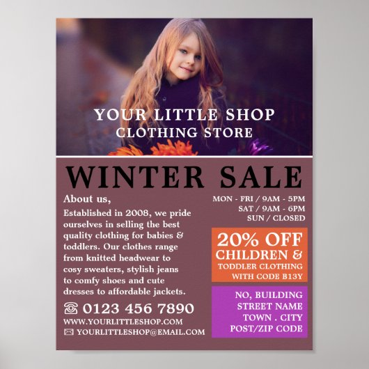 Sweet Girl, kinderkledingwinkel Adverteren Poster (Voorkant)