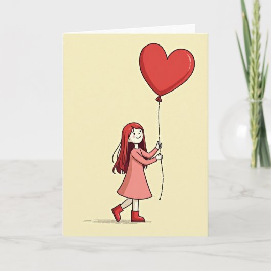 Sweet Girl Love Heart Card Kaart (Voorkant)