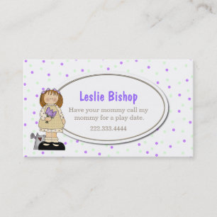 Sweet Girl Play Date Card Contactkaartje