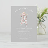 Sweet Girl Roos Romper Baby shower Kaart (Staand voorkant)