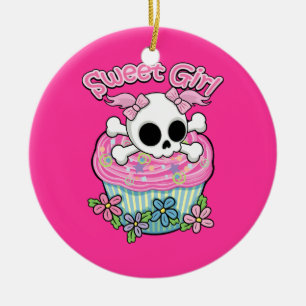 Sweet Girl Skull Keramisch Ornament
