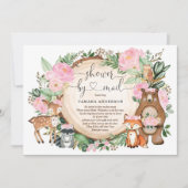 Sweet Girl Woodland Animals Baby shower per post Kaart (Voorkant)