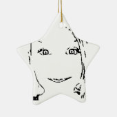 Sweet Girl, zwart wit portret, heldere ogen Keramisch Ornament (Rechts)