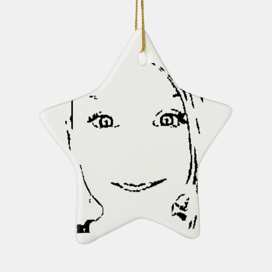 Sweet Girl, zwart wit portret, heldere ogen Keramisch Ornament (Rechts)