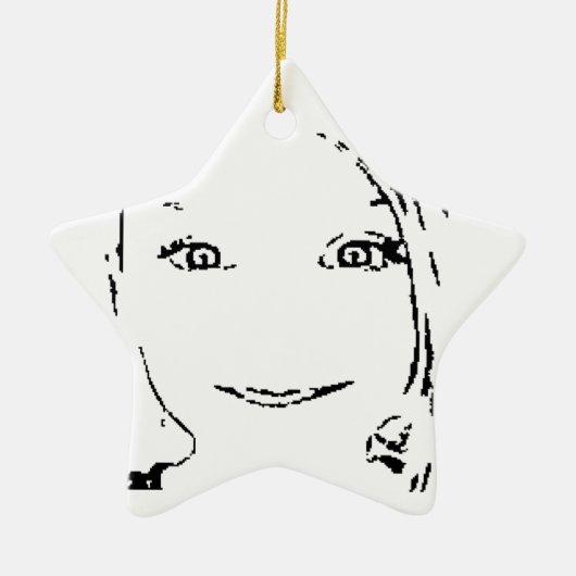 Sweet Girl, zwart wit portret, heldere ogen Keramisch Ornament (Voorkant)