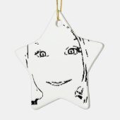 Sweet Girl, zwart wit portret, heldere ogen Keramisch Ornament (Links)