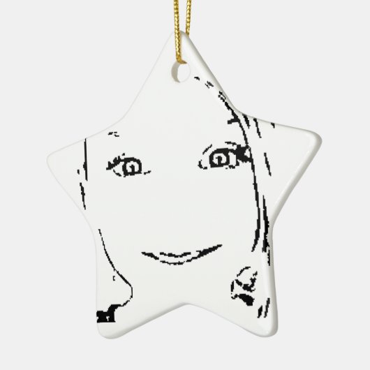 Sweet Girl, zwart wit portret, heldere ogen Keramisch Ornament (Links)
