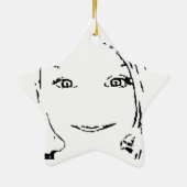 Sweet Girl, zwart wit portret, heldere ogen Keramisch Ornament (Achterkant)