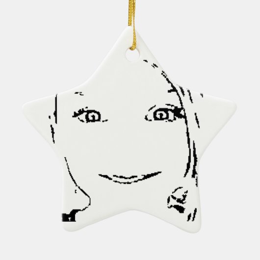 Sweet Girl, zwart wit portret, heldere ogen Keramisch Ornament (Achterkant)
