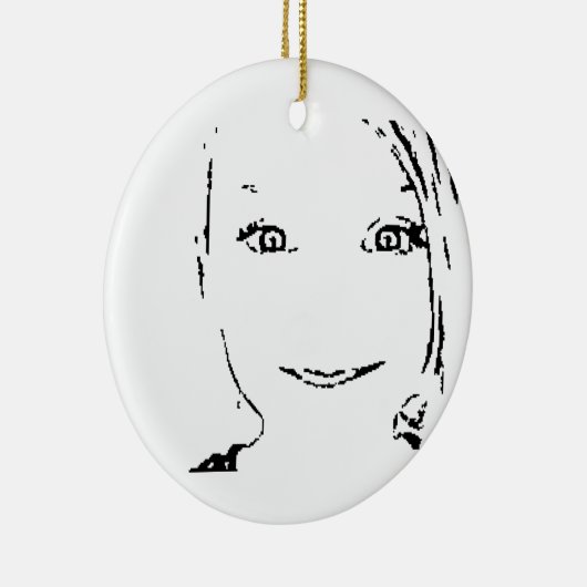 Sweet Girl, zwart wit portret, heldere ogen Keramisch Ornament (Rechts)