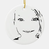 Sweet Girl, zwart wit portret, heldere ogen Keramisch Ornament (Voorkant)
