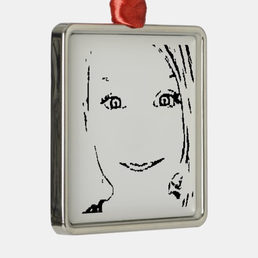Sweet Girl, zwart wit portret, heldere ogen Metalen Ornament (Rechts)