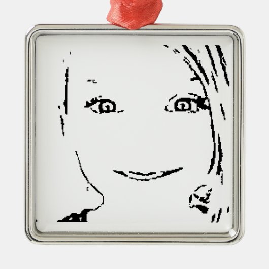 Sweet Girl, zwart wit portret, heldere ogen Metalen Ornament (Voorkant)