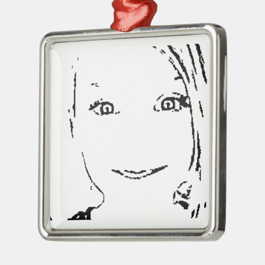 Sweet Girl, zwart wit portret, heldere ogen Metalen Ornament (Links)