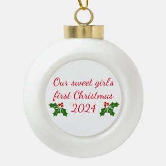 Sweet girl's Christmas Sneeuwvlok ingelijst Orname Keramische Bal Ornament