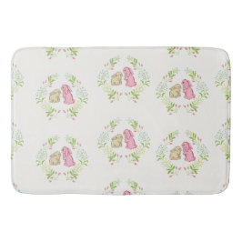 Sweet Girls Rabbit Wreath Bath Mat