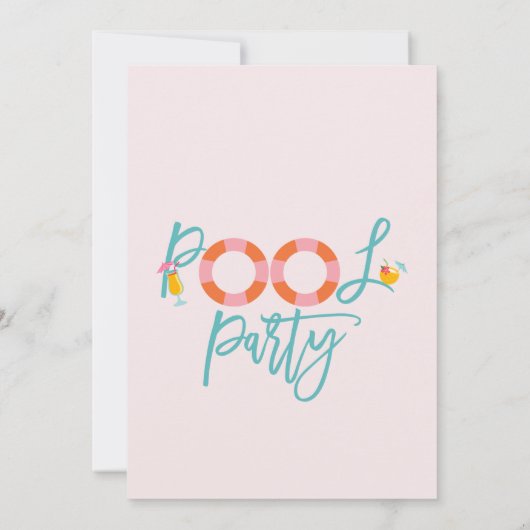 Sweet Girls Summer Pool Party Birthday Invitation Kaart (Achterkant)