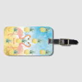 Sweet Girly Flamingo en Pineapple Bagagelabel (Voorkant (horizontaal))