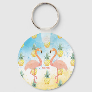 Sweet Girly Flamingo en Pineapple Sleutelhanger