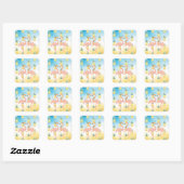 Sweet Girly Flamingo en Pineapple Vierkante Sticker (Vel)