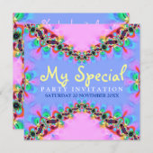 Sweet Girly Lace Fractal Special Party Invitations Kaart (Voorkant / Achterkant)