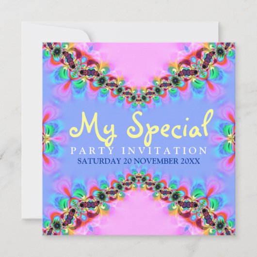 Sweet Girly Lace Fractal Special Party Invitations Kaart (Voorkant)