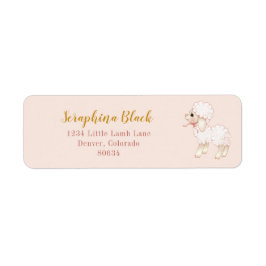 Sweet Girly Pink Bow Lamb Baby shower Label