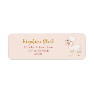Sweet Girly Pink Bow Lamb Baby shower Label