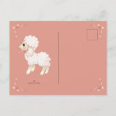Sweet Girly Pink Bow Lamb Baby shower Uitnodiging Briefkaart (Achterkant)