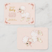 Sweet Girly Pink Lamb Baby shower Book Request Enc Informatiekaartje (Voorkant / Achterkant)