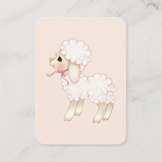 Sweet Girly Pink Lamb Baby shower Book Request Enc Informatiekaartje (Achterkant)