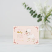 Sweet Girly Pink Lamb Baby shower Book Request Enc Informatiekaartje (Staand voorkant)