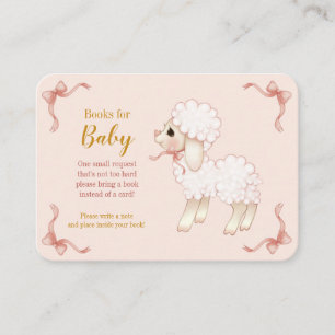 Sweet Girly Pink Lamb Baby shower Book Request Enc Informatiekaartje