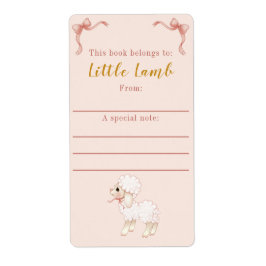 Sweet Girly Pink Lamb Baby shower Bookplaat Etiket